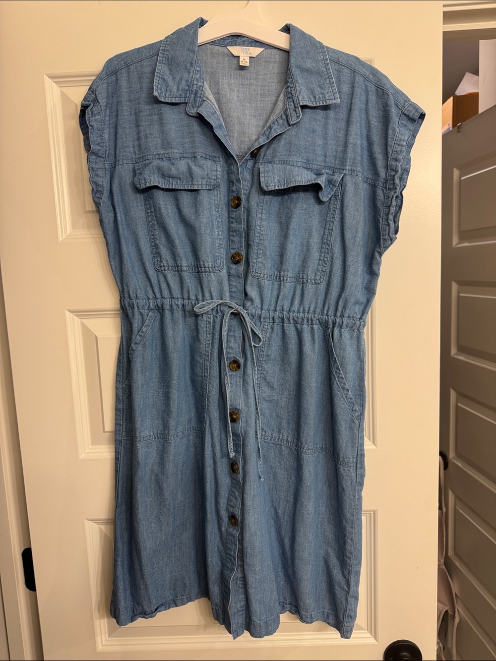 Time and Tru Light Blue Chambray Button-Front Dress